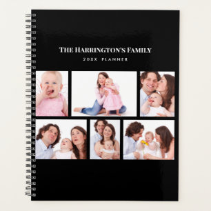 Agenda 6 Seções Foto Personalizada Quadro Preto Elegante