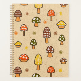 Agenda 70s Style Retro Mushrooms Spiral Notebook