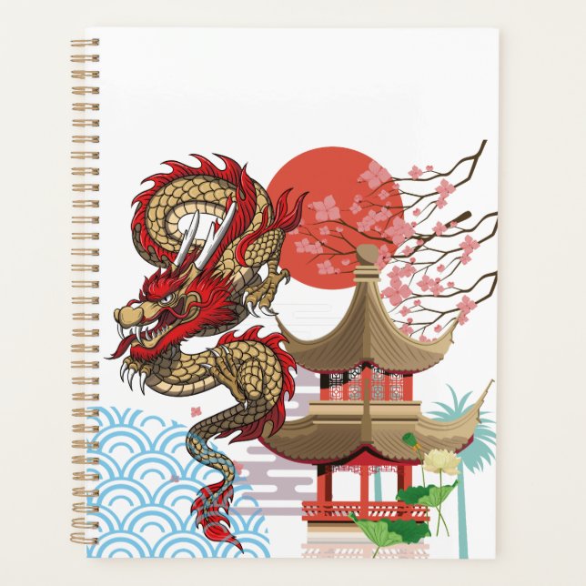 Agenda A collaboration of Japanese scenery and dragons (Frente)