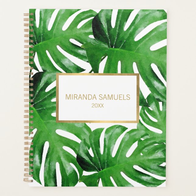 Agenda A Monstera Tropical de Aquarela deixa o compromiss (Frente)