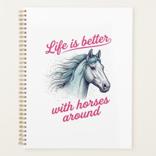 Agenda A Vida é Melhor Com Cavalos Design Vetorial Vintag