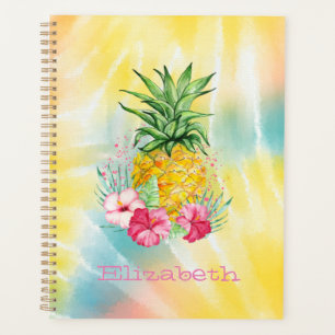 Agenda Abacaxi, Hibisco Aquarela Arco-íris Tie Dye
