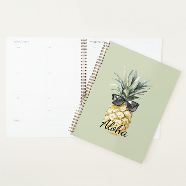 Agenda Abacaxi Tropical Aloha com Óculos de Sol (Exibição)