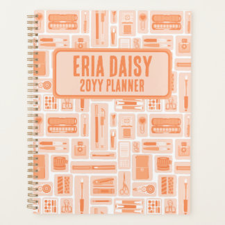 Agenda Abastecimento de Arte Whimsical Peach Orange Padrã