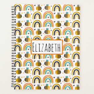 Agenda Abelhas de Bumble Cute e Rainbows Padrão