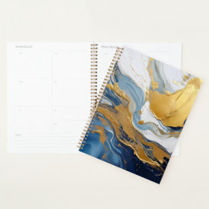 Agenda Abertura em negrito de Dourado e Azul