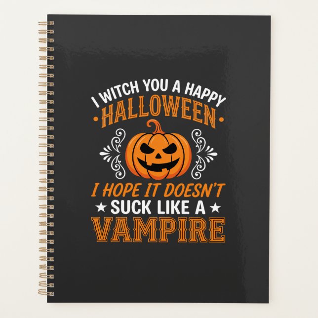 Agenda Abóbora de Vampiro de Halloween Engraçado (Frente)