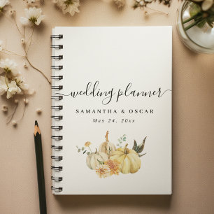 Agenda Abóbora e Flores em Aquarela de Outono na Moda