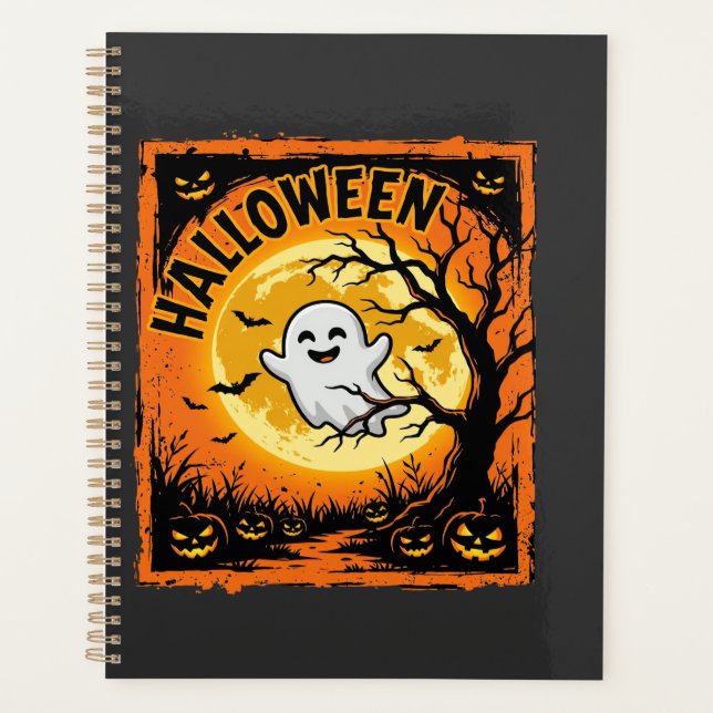Agenda Abóbora Fantasma de Halloween Árvore Assombrada (Frente)