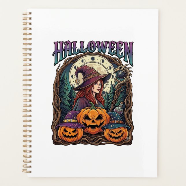 Agenda Abóboras de Bruxa de Halloween Fases da Lua_1 (Frente)