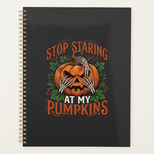 Agenda Aboboras Olhando Parando Halloween Mãos de Esquele (Frente)