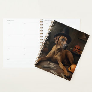 Agenda Abóboras Ridgeback da Rodésia Halloween Assustador