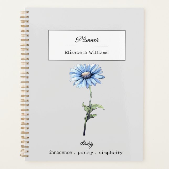 AGENDA ABRIL BLUE DAISY BIRTH FLOWER PERSONALIZADO (Frente)