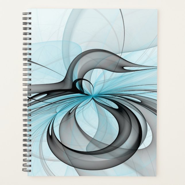Agenda Abstract Anthracite Gray Blue Modern Fractal Art (Frente)