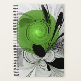 Agenda Abstract Black and White with Green Fractal Art