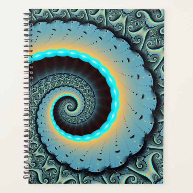 Agenda Abstract Blue Turquoise Orange Fractal Art Spiral (Frente)