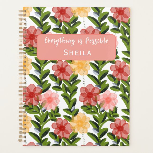 Agenda Abstract Watercolour Florals Planner (Frente)