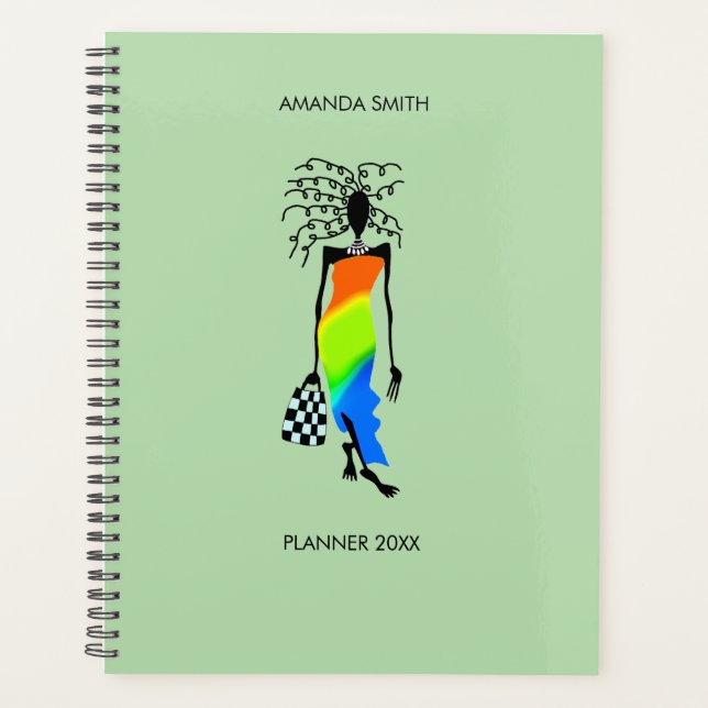 Agenda Abstrato African Art, Elegante Moda Lady Planner (Frente)