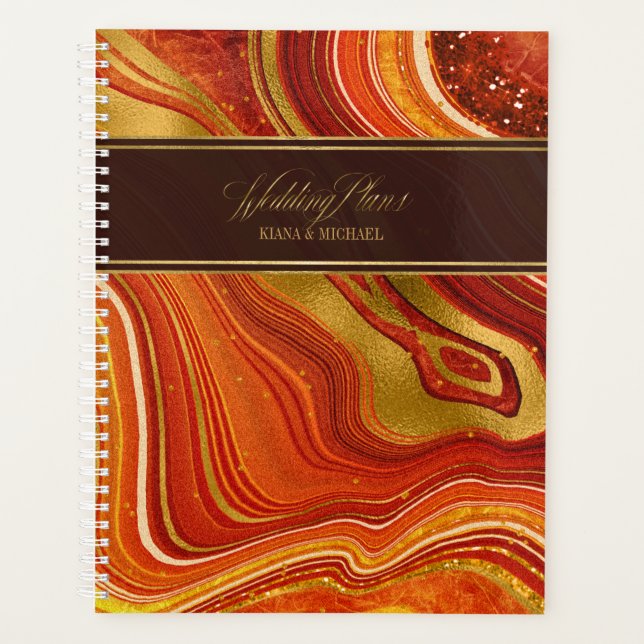 Agenda Abstrato Agate Wedding Hot Orange ID827 (Frente)