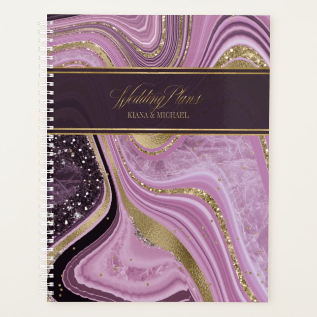 Agenda Abstrato Agate Wedding Mauve ID827 (Frente)