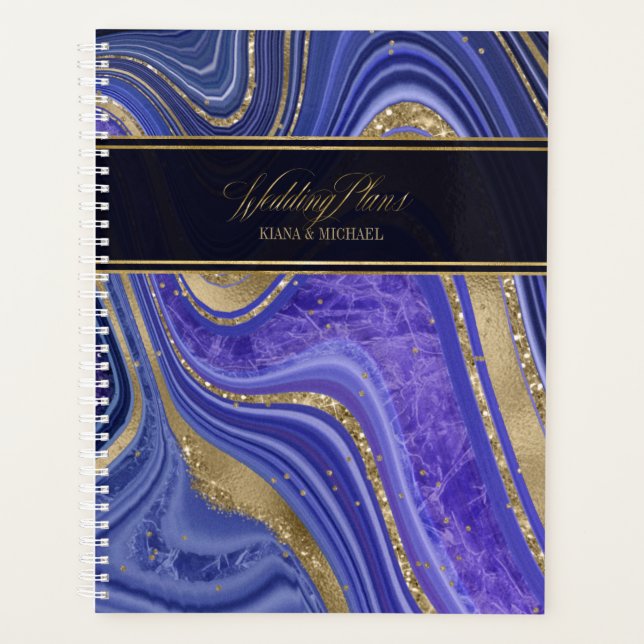 Agenda Abstrato Agate Wedding Midnight ID827 (Frente)