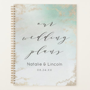 Agenda Abstrato Aqua Ombre Fade com luz Dourada do Fosco