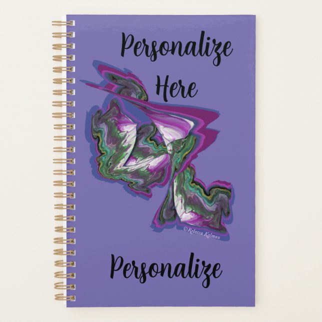 Agenda Abstrato Art Periwinkle Purple Green (Frente)