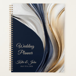 Agenda Abstrato-Azul-Azul-Casamento-Planejador-Moderno Do