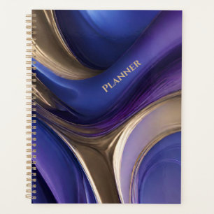 Agenda Abstrato-Azul Moderno Roxo e Dourado-