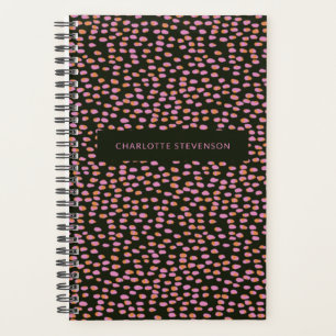 Agenda Abstrato Black Pink Dots Glam Personalizado