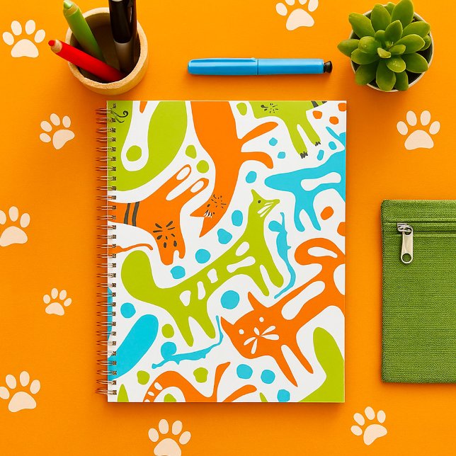Agenda Abstrato Cat Patterno Whimsical Modern Pet Art (Criador carregado)