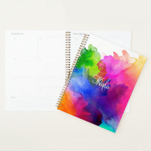 Agenda Abstrato de Aquarela arco-íris