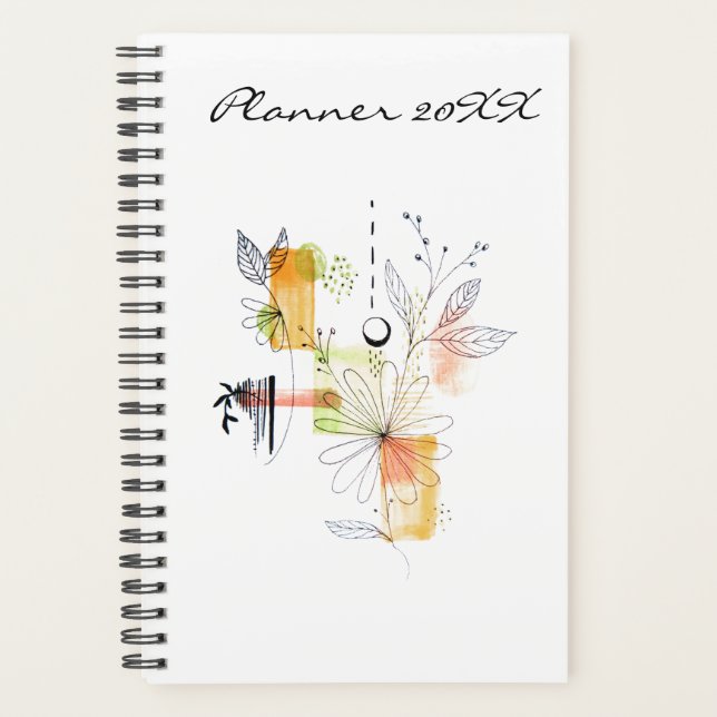 Agenda Abstrato de Arte Amarela do Modern Planner 20XX ou (Frente)