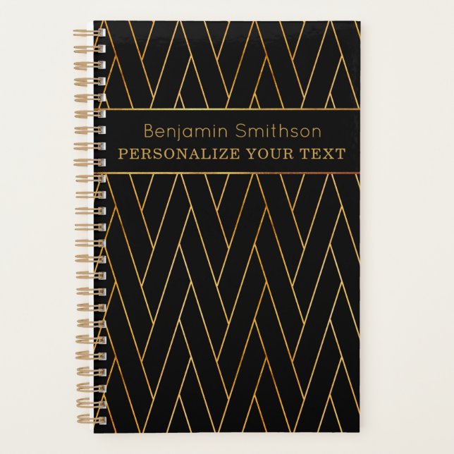 Agenda Abstrato de luxo clássico profissional Dourado neg (Frente)