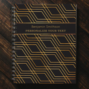 Agenda Abstrato de luxo clássico profissional Dourado neg