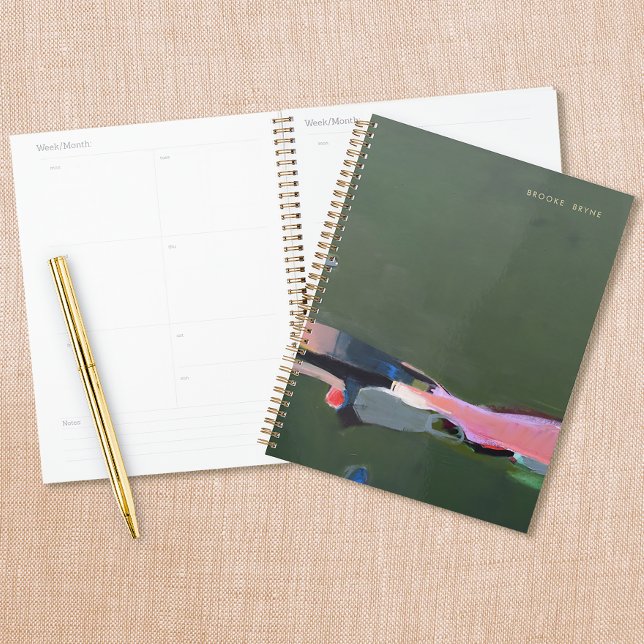 Agenda Abstrato de pintura artística (planner with green abstract painting cover)