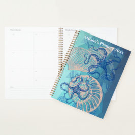 Agenda Abstrato Deep Blue Sea Plananner Mensal