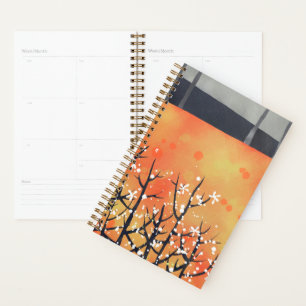 Agenda Abstrato Floral Paisagem Queimada Laranja