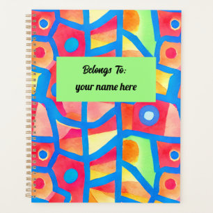 Agenda Abstrato geométrica colorida artística personaliza