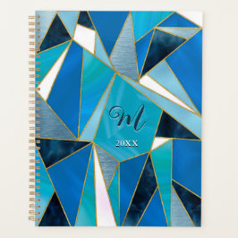Agenda Abstrato geométrico de chic blue aqua