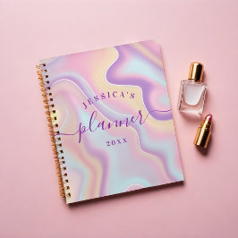 Agenda Abstrato Girly Pink Yellow Iridescente Holographic