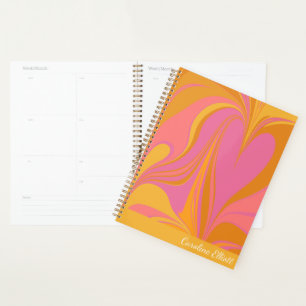 Agenda Abstrato Marble Art em Amarelo Brilhante e Rosa