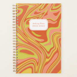 Agenda Abstrato Modern Pink Red Marble Planner Anual