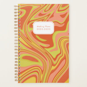 Agenda Abstrato Modern Pink Red Marble Planner Anual