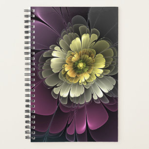 Agenda Abstrato Modern Purpur Khaki Cinza Flor Fractal