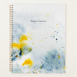 Agenda Abstrato moderno Aquarela Azul e Amarelo