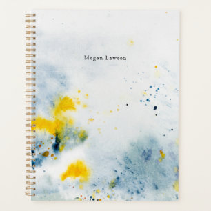 Agenda Abstrato moderno Aquarela Azul e Amarelo