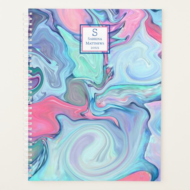 Agenda Abstrato Multicolor Paint Swirl (Frente)