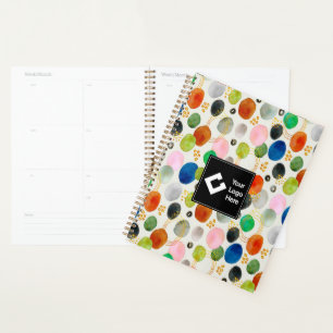 Agenda Abstrato Pebble Dourado Glitter Art + O Logotipo