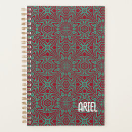 Agenda Abstrato personalizado Burgundy Emerald Green